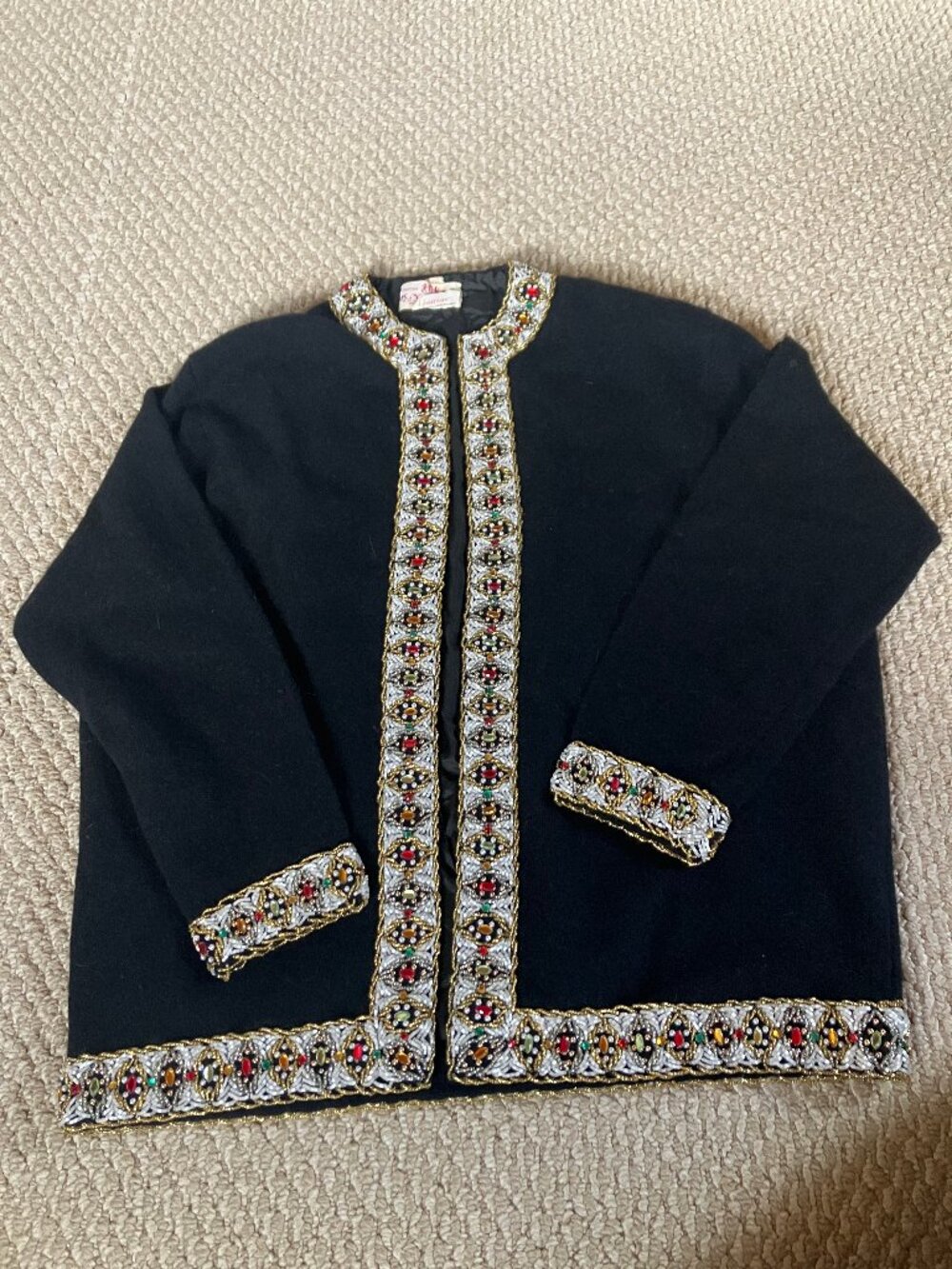 Vintage K.Y. Lee Hong Kong Hilton Hotel Cashmere Wool Beaded Sweater Size 44